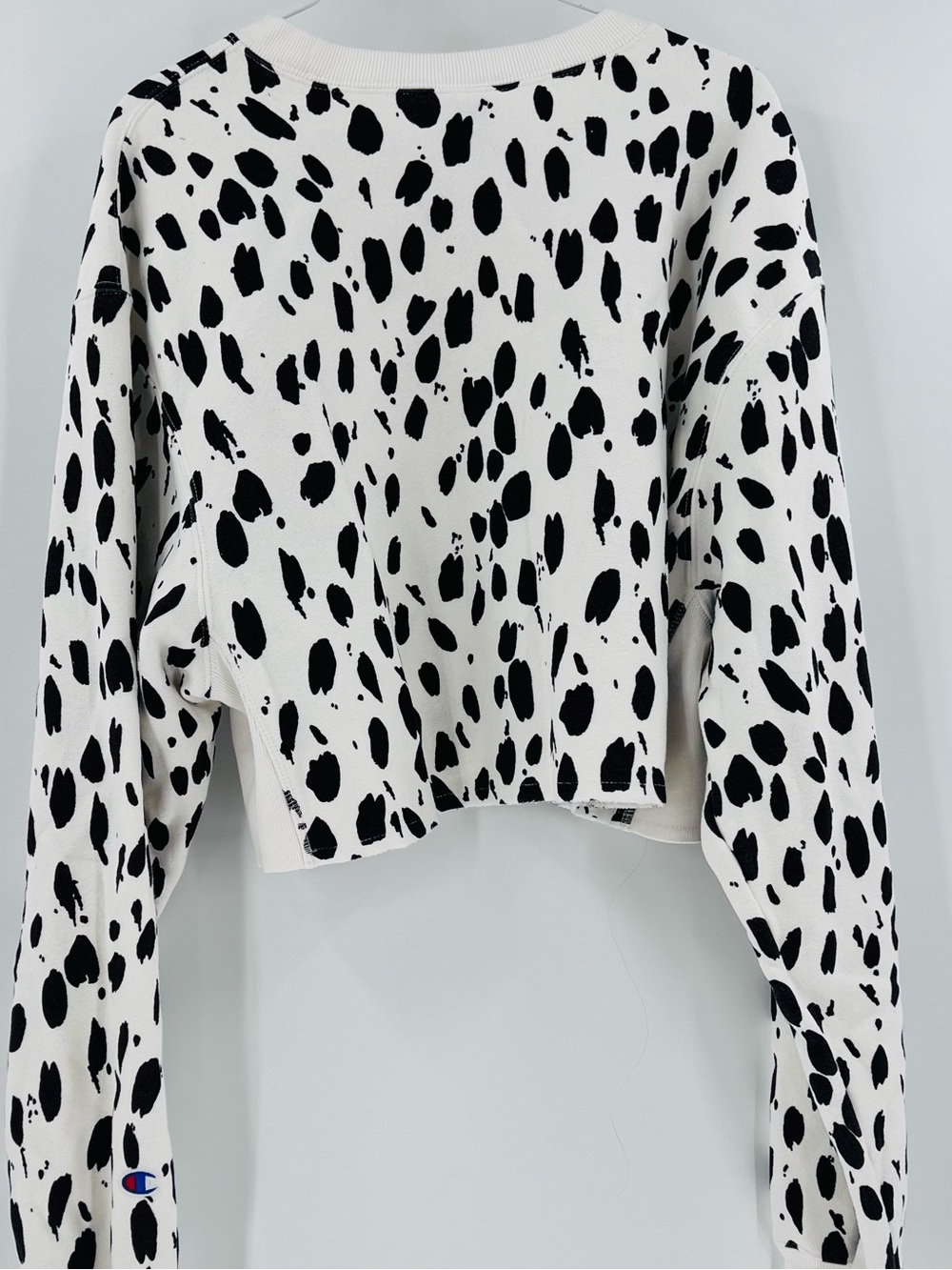 Champion Reverse Weave Dalmatian Print Cropped Sweatshirt large - Picture 7 of 12